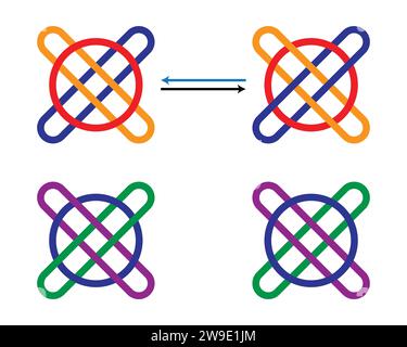A clip art of a red, yellow and blue ribbon with a cross in the middle. Stock Vector