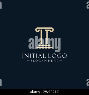IT initial monogram logos with pillar shapes style design ideas Stock Vector