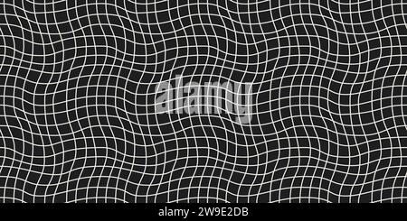 Seamless geometric pattern with woven and distorted checkers that create optical illusionVector illustration Stock Vector