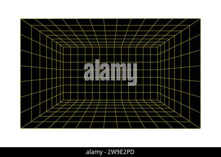 Perspective grid room background vector illustration. Stock Vector