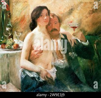 Lovis Corinth (1858-1925), Self portrait with his wife Charlotte Berend-Corinth and a Sekt glass, painting in oil on canvas, 1902 Stock Photo