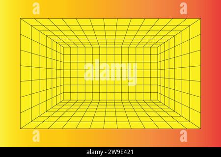 Perspective grid room background vector illustration. Stock Vector