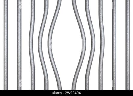 bent metal prison bars for escape isolated on white background. 3d render Stock Photo