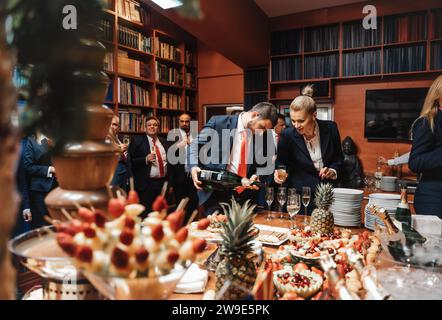 Triumphant Celebration: a Year of Business Success and Achieved Milestones Stock Photo