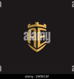 Initials AE logo monogram with shield style design vector graphic Stock Vector