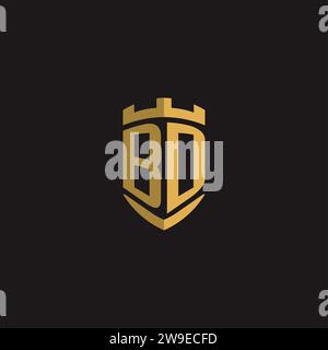 Initials BD logo monogram with shield style design vector graphic Stock Vector