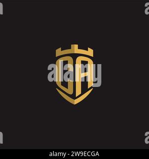 Initials CA logo monogram with shield style design vector graphic Stock Vector