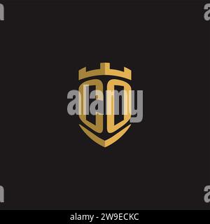 Initials CO logo monogram with shield style design vector graphic Stock Vector