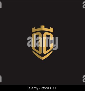 Initials DC logo monogram with shield style design vector graphic Stock Vector