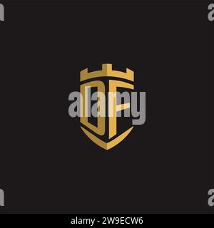 Initials DF logo monogram with shield style design vector graphic Stock Vector
