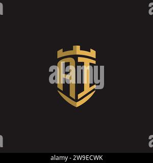 Initials AI logo monogram with shield style design vector graphic Stock Vector