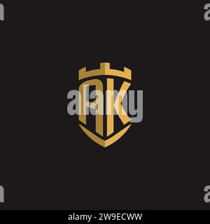 Initials AK logo monogram with shield style design vector graphic Stock Vector