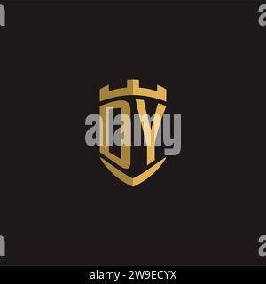 Initials DY logo monogram with shield style design vector graphic Stock Vector