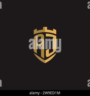 Initials AJ logo monogram with shield style design vector graphic Stock Vector
