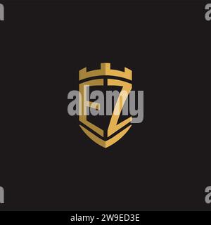 Initials EZ logo monogram with shield style design vector graphic Stock Vector