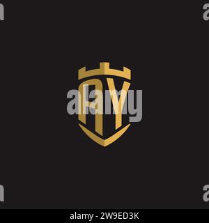 Initials AY logo monogram with shield style design vector graphic Stock Vector