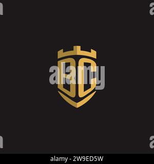 Initials BC logo monogram with shield style design vector graphic Stock Vector