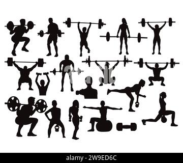 Weight Lifting, Weight Lifting SVG Bundle, Weight Lifting Women, Gym Silhouette, Weight Lifting Vector, Powerlifting Svg, Female Stock Vector