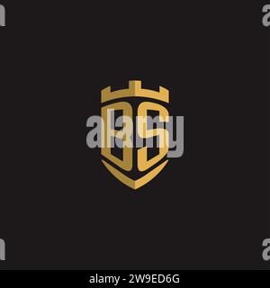 Initials BS logo monogram with shield style design vector graphic Stock Vector