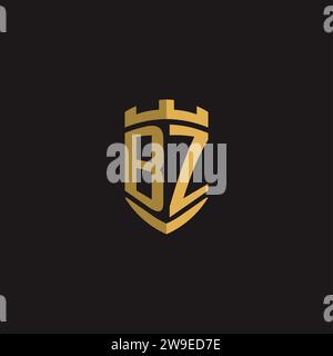 Initials BZ logo monogram with shield style design vector graphic Stock Vector