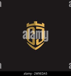 Initials CJ logo monogram with shield style design vector graphic Stock Vector