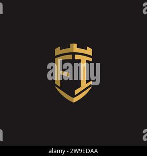 Initials FI logo monogram with shield style design vector graphic Stock Vector