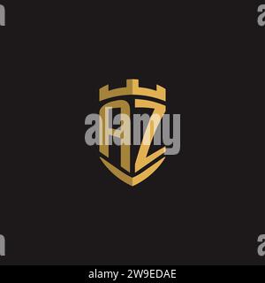 Initials AZ logo monogram with shield style design vector graphic Stock Vector