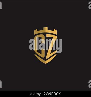 Initials CZ logo monogram with shield style design vector graphic Stock Vector