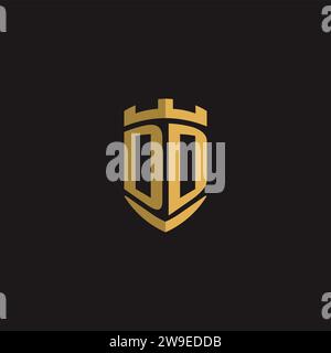 Initials DD logo monogram with shield style design vector graphic Stock Vector