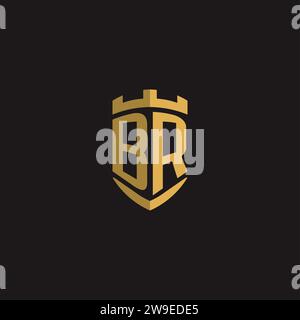 Initials BR logo monogram with shield style design vector graphic Stock Vector