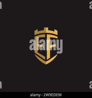 Initials EF logo monogram with shield style design vector graphic Stock Vector