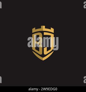 Initials BJ logo monogram with shield style design vector graphic Stock Vector