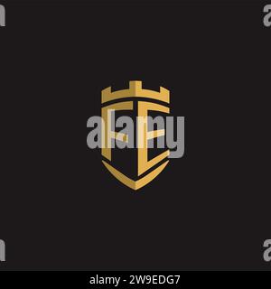 Initials FE logo monogram with shield style design vector graphic Stock Vector