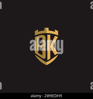 Initials BK logo monogram with shield style design vector graphic Stock Vector