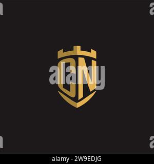 Initials CN logo monogram with shield style design vector graphic Stock Vector