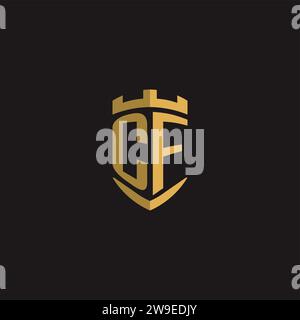 Initials CF logo monogram with shield style design vector graphic Stock Vector