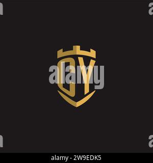 Initials CY logo monogram with shield style design vector graphic Stock Vector