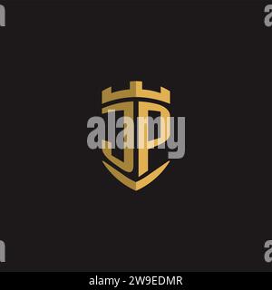 Initials JP logo monogram with shield style design vector graphic Stock Vector