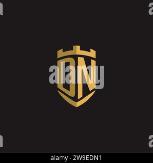 Initials DN logo monogram with shield style design vector graphic Stock Vector
