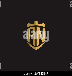 Initials AN logo monogram with shield style design vector graphic Stock Vector