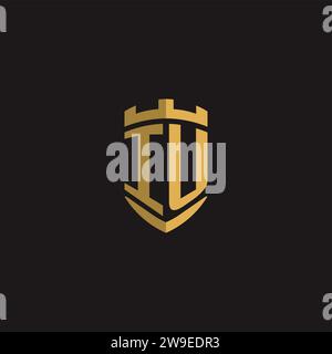 Initials IU logo monogram with shield style design vector graphic Stock Vector