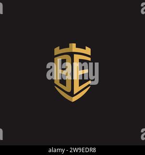 Initials BE logo monogram with shield style design vector graphic Stock Vector