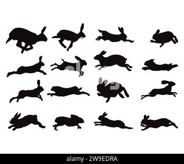 Rabbit running, Bunny Bundle, Easter bunny shape, Rabbit Cricut, Rabbit Clipart, Rabbit Cut Files, Bunny Cricut, Bunny Clipart Stock Vector