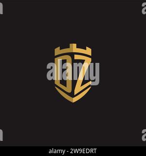 Initials DZ logo monogram with shield style design vector graphic Stock Vector