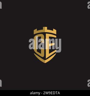 Initials CE logo monogram with shield style design vector graphic Stock Vector