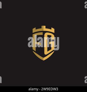 Initials FG logo monogram with shield style design vector graphic Stock Vector