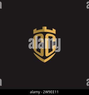 Initials CC logo monogram with shield style design vector graphic Stock Vector
