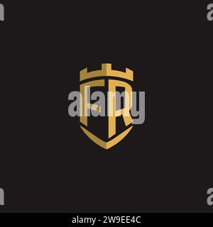 Initials FR logo monogram with shield style design vector graphic Stock Vector