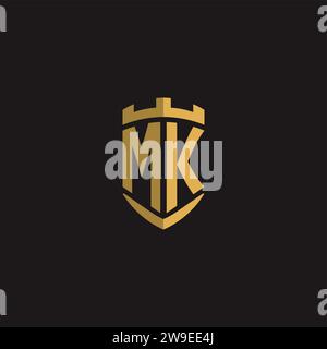 Initials MK logo monogram with shield style design vector graphic Stock Vector