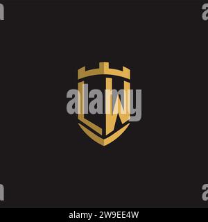 Initials LW logo monogram with shield style design vector graphic Stock Vector